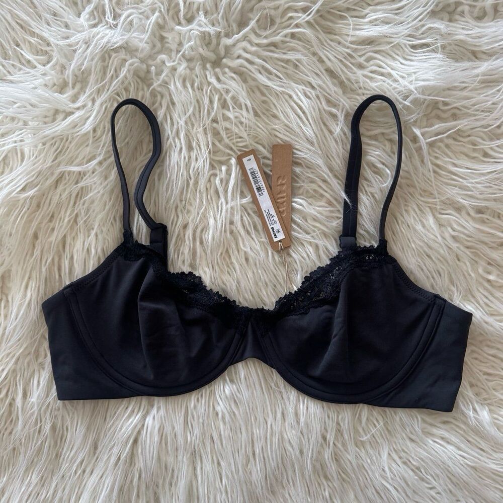 Skims Fits Everybody Lace Demi Underwire Bra Onyx Size 38C